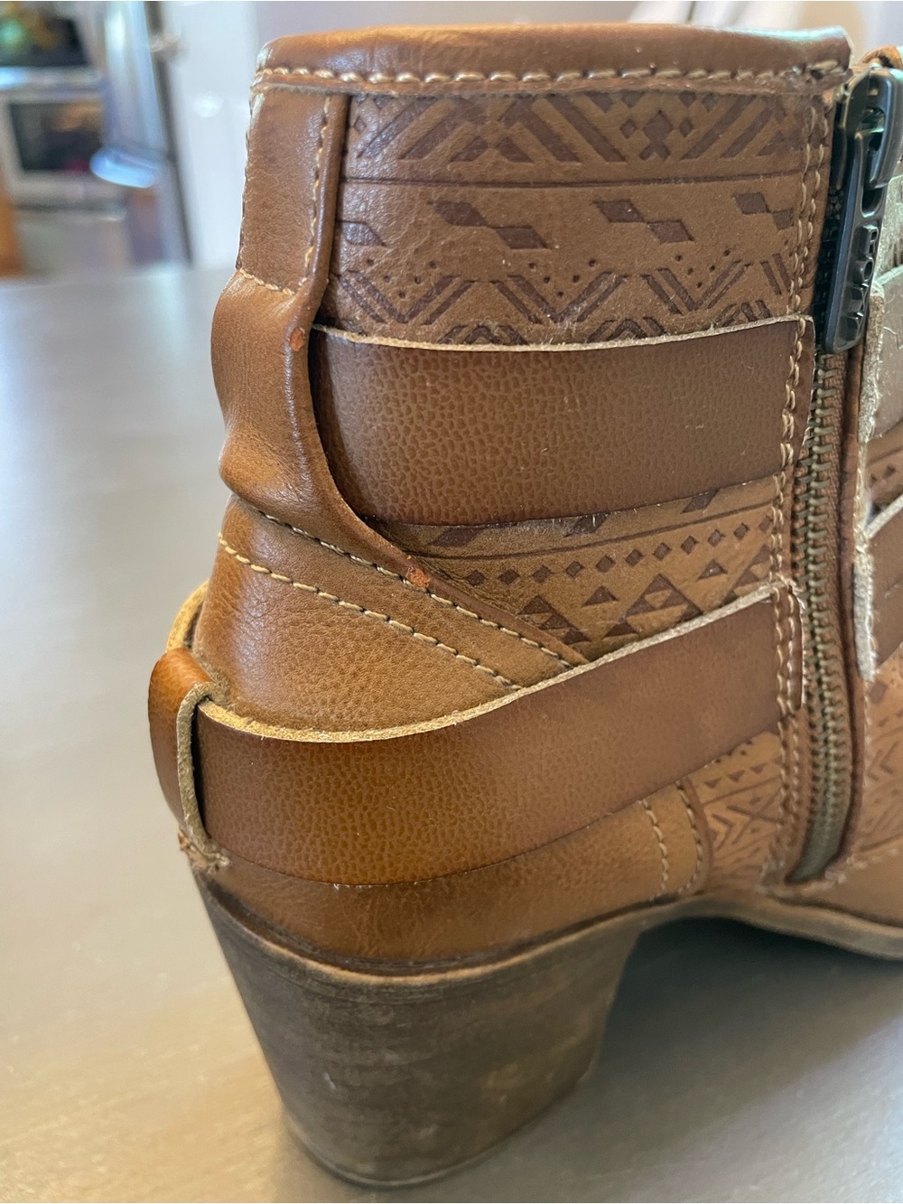 Roxy Brown Leather Ankle Booties with Buckle Strap Detail - Picture 9 of 9